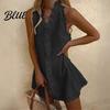 Lightweight Cotton Dress Summer Ruffle Mini for Women Sleeveless V Neck Beach Resort Wear Linen Short Dress Boho Vacation Casual A-Line Sundress