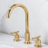 Bathroom Sink Faucet Dual Handle Gold Chrome hot & cold water Deck mounted Sink Faucets gold 3 hole 8 inch Basin tap