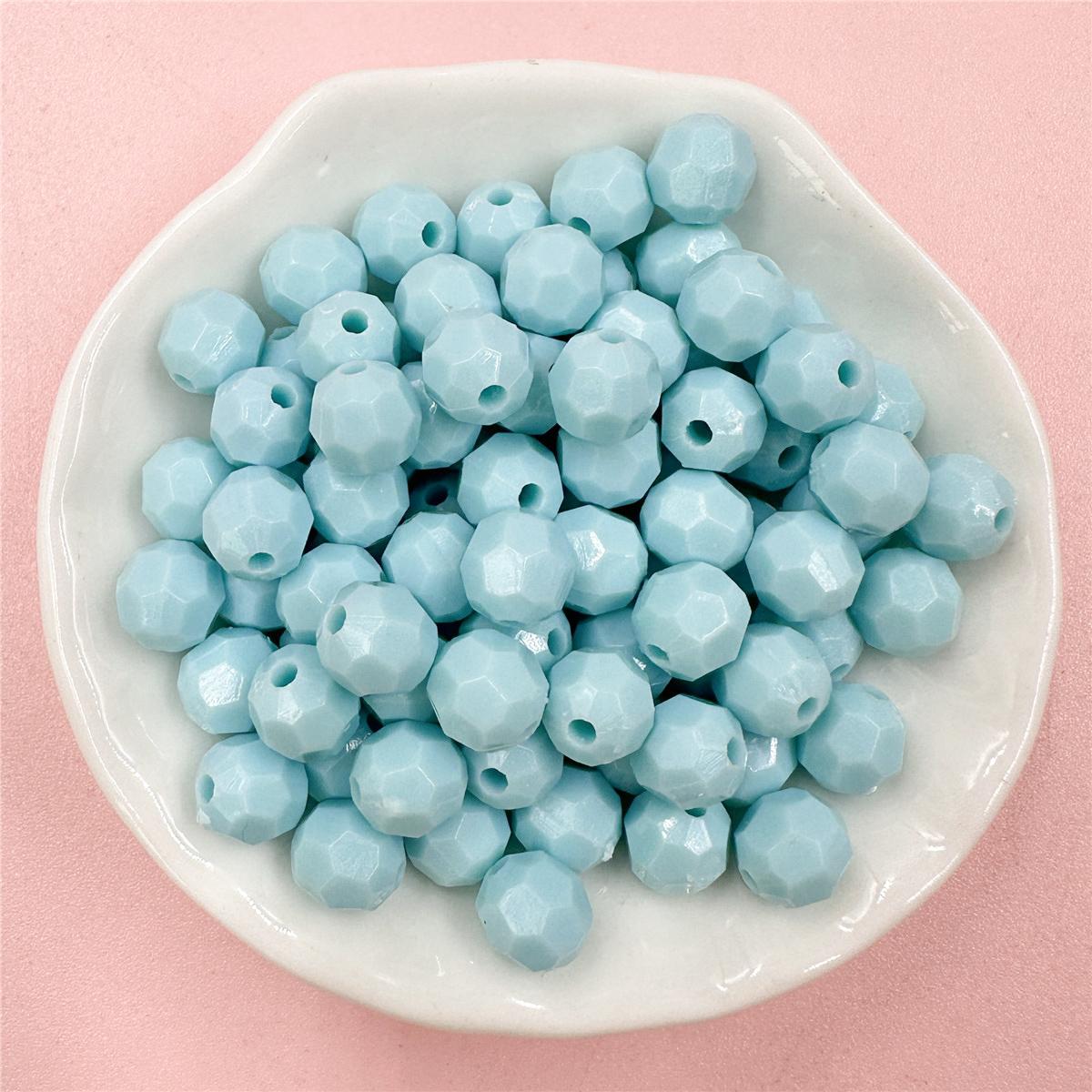 

Креативный браслет в подарок, однотонный, 50 шт., детское ожерелье, 7,5*8 мм, цепочка для мобильного телефона, сумка для аксессуаров, акриловые круглые бусины с несколькими огранками синий