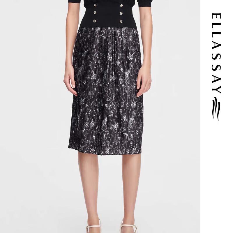ELLASSAY Sheer French Chic Pleated Midi Skirt XS
