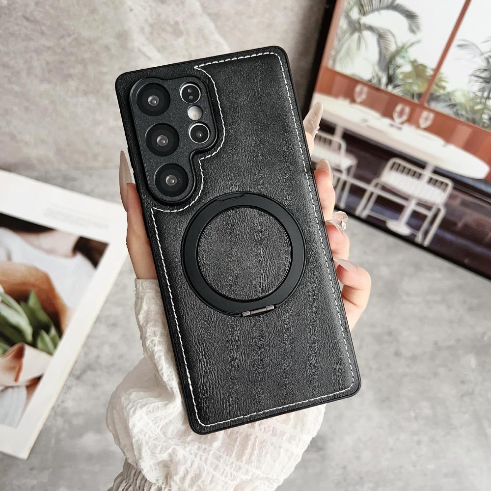 Funda de Teléfono Magnética de Cuero PU Premium para Samsung S26 Ultra S25 S24 S23 Plus Tacto de Piel Mate Cubierta Protectora Anti-Caídas