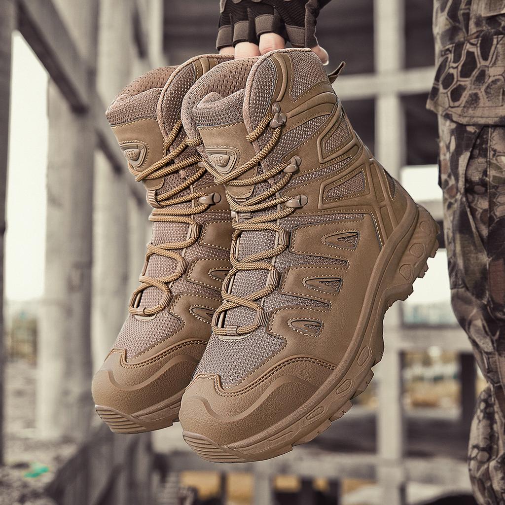 TUINANLE Man Safety Shoes Work Army Boots Breathable Slip Resistant Desert Climbing Hiking Shoes for Men