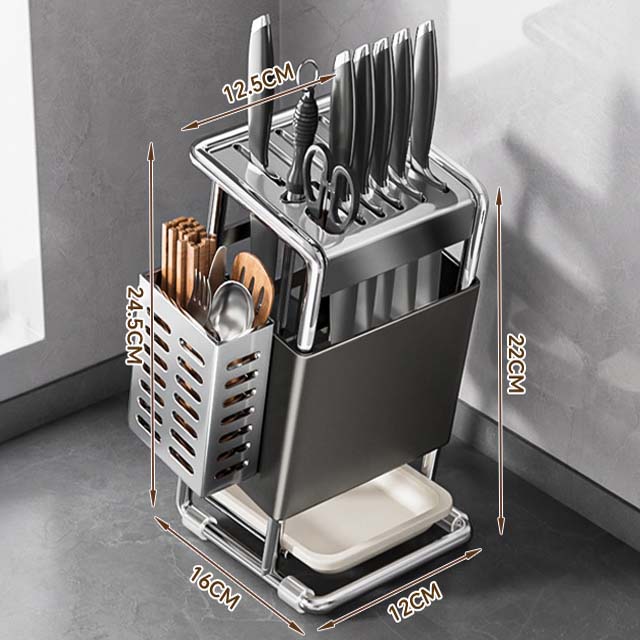 Stainless Steel Knife Holder Kitchen Storage Organizer Multifunctional Kitchen Knife Holder Knife Organizer Cutlery Organizer