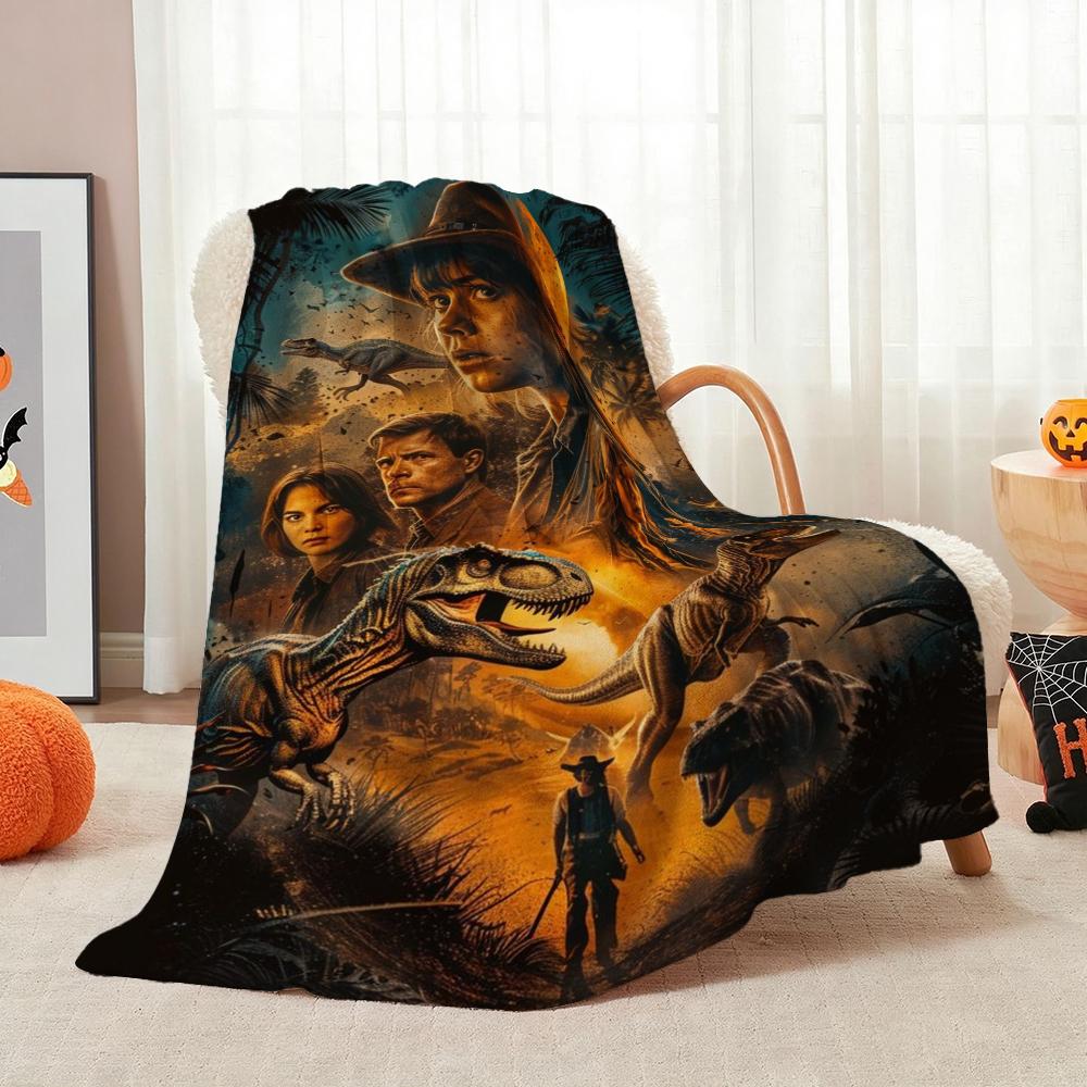 Jurassic World Dominion Theme Printed Blanket Skinfriendly Soft Fleece Blanket For Outdoor Travel Home Party Decor Holiday Gift