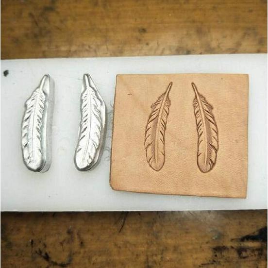 

WellieSTR Feather Pattern Leather Punch, 4cm, Silver, Steel Handle, 1 Pair