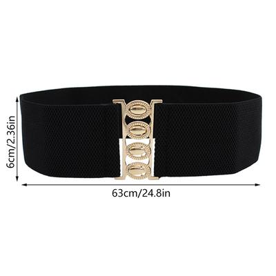Women'S Wide Elastic Waist Belt  Simple Metal Buckle Waistband Corset Cinch Belt Dress Stretchy Belts