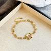 Handmade Floral Pearl Bracelet Women With Freshwater 18K Gold Plated Alloy Sweet Elegant Jewelry Accessory