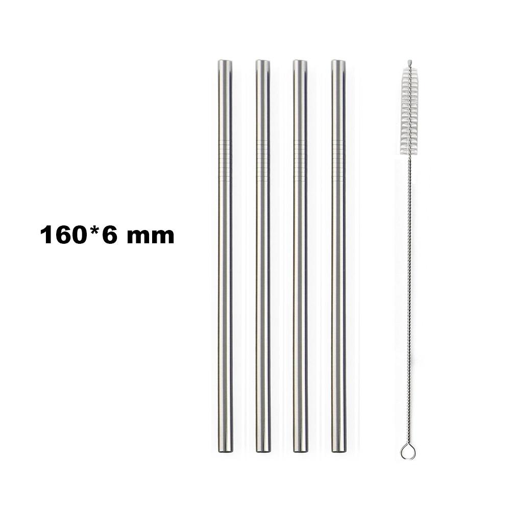 Fruit Juice Straws Mini 160mm Short Rainbow Stainless Steel Metal Straws Straight Bend Reusable Drinking Small 4Straw 1prush
