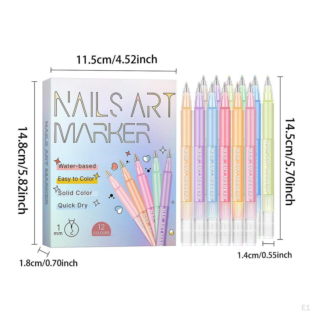 12 Stück Nail Art Stifte Punkt Graffiti Stift für Zuhause Salon Acrylfarbe Marker