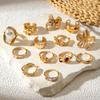 Accessories, Geometric Vintage Alloy Gemstone Ring, Liquid Lava Flower Irregular Ring Set