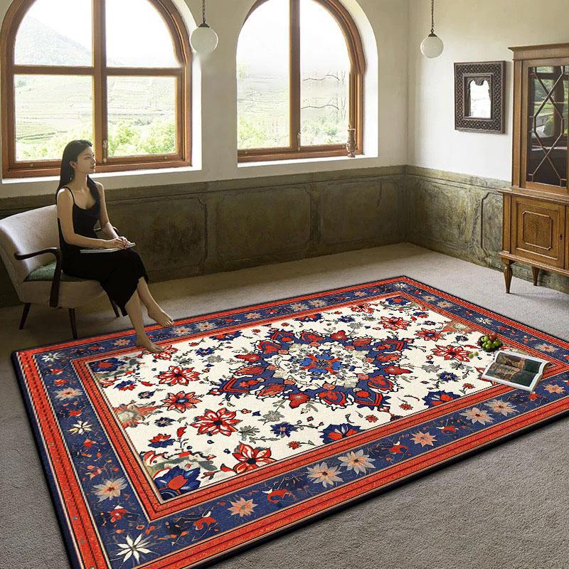 Persian Luxury Living Room Carpet Boho Non-slip Decoration Sofa Large Rugs Bedroom Bedside Foldable Tatami Floor Mat Washable
