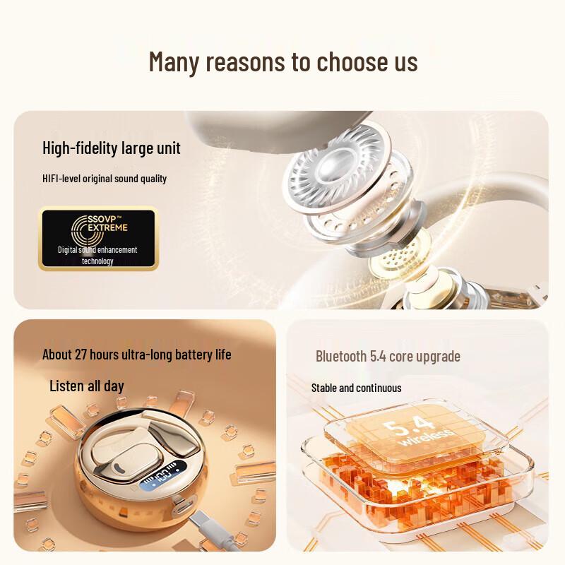 Bkayp M76 Open-Ear Ear-Hook Bluetooth Sports Headphones