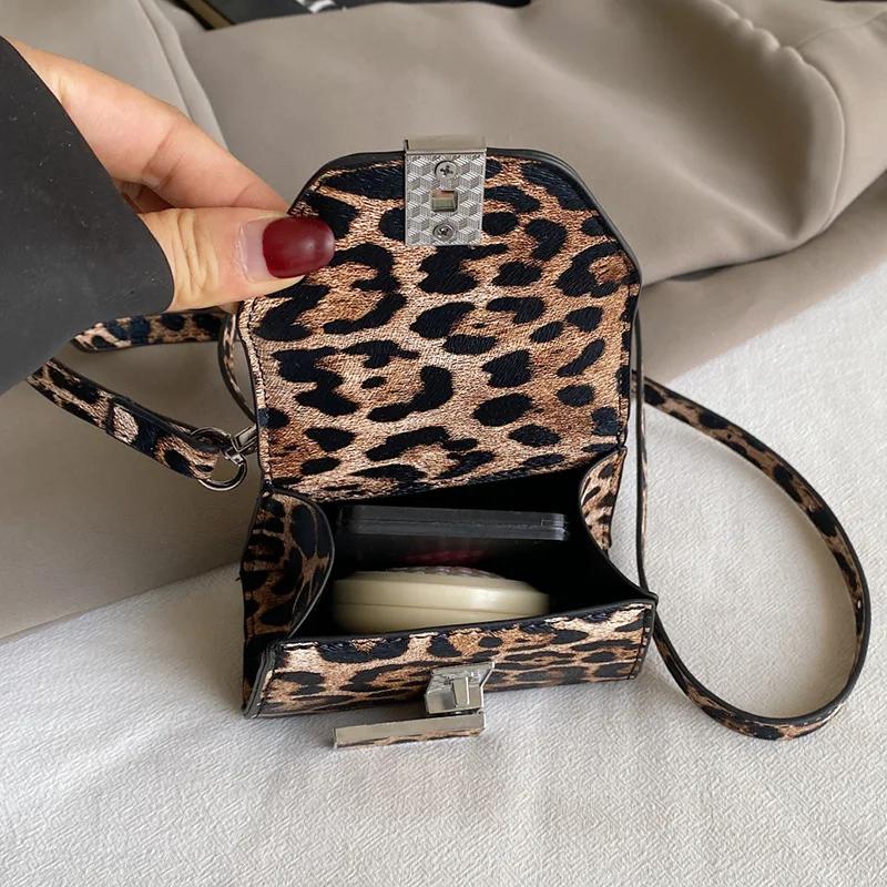Mini Leopard Square Bag for Women  Small Travel Bag  Designer Crossbody Bag with Short Strap  Fashion