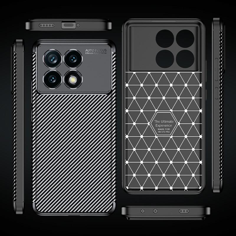For POCO X6 Pro 5G Case For POCO X6 Pro Cover 6.67 Inch Carbon Fiber Shockproof Silicone Protective Bumper For POCO X6 Pro 5G
