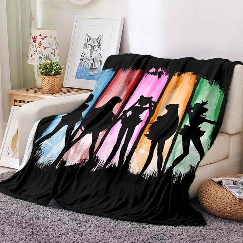 HD S-Sailor M-Moon Flannel Throw Blanket 3D Cartoon Print Soft Warm Lightweight Sofa Bed Cover Girls Bedroom Travel Decor Gift