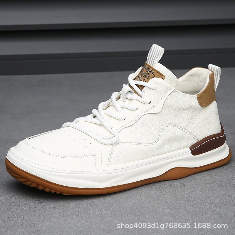 High-top Men's Shoes with Velvet Winter New Leather Sports Shoes Men's Trend Versatile Warm Casual Cotton Shoes