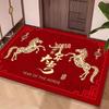 Year of the Horse Spring Festival Crystal Velvet Door Mat - Water Absorbing Entrance Rug