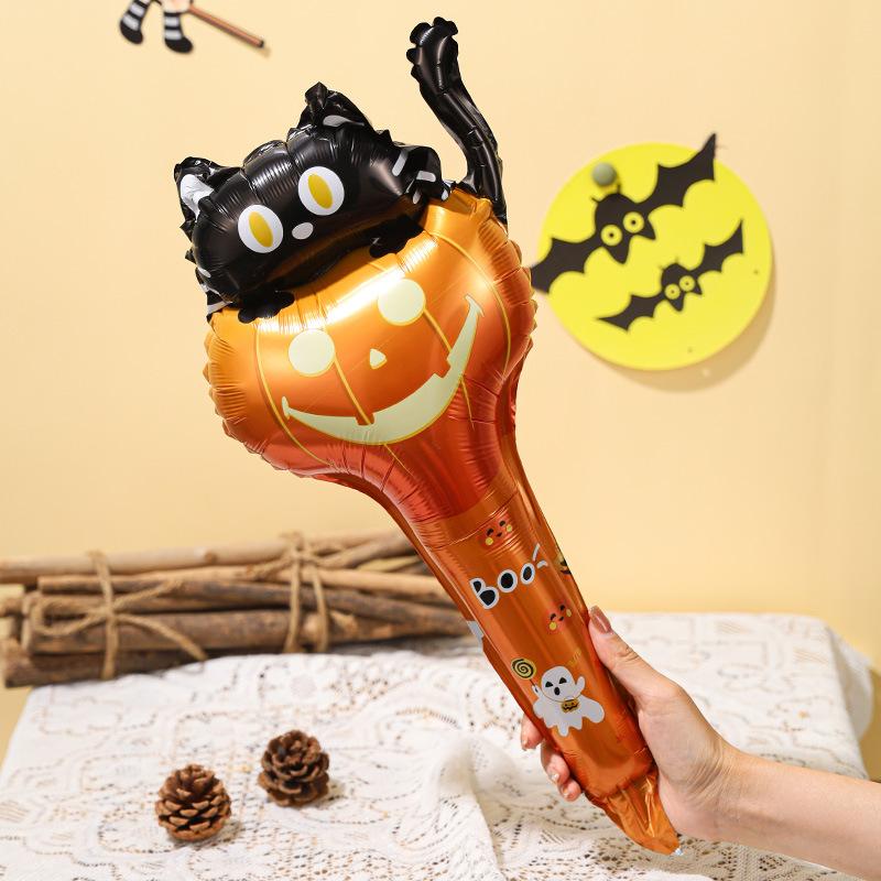 Halloween New Special-Shaped Medium Stick Baton Pumpkin Ghost Spider Holding Aluminum Film Funny Party Balloon