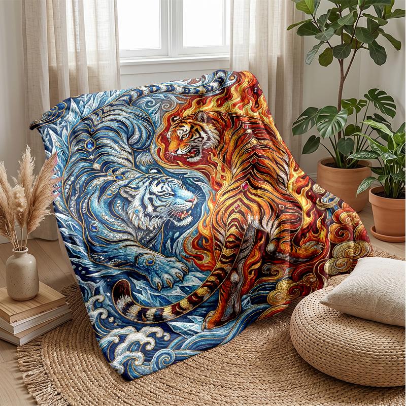 Tiger Waterfall Adventure Theme blanket Lightweight Warm Flannel Blanket Decorative Throw Blanket for Home Decoration
