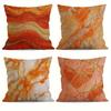 Luxurious Orange & Gold Marble Pillowcase - Glitter Wave Pattern Print Pillow Cover for Sofa Bedroom Living Room