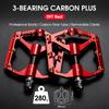WEST BIKING 3 Bearings Bicycle Pedals Ultralight Carbon Fiber Axle Sleeve Aluminium MTB Road Bike Flat Pedals Cycling Accessory