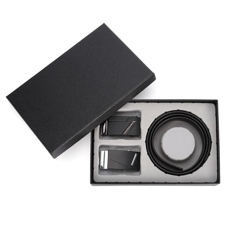 Men's Business Gift Set: Cowhide Wallet with Automatic Buckle Belt