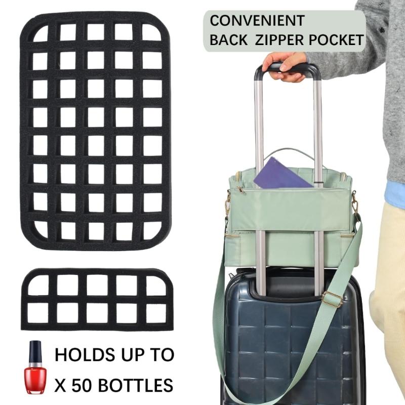 Portable Nail Varnish Organizers Bag Double Handles Adjustable Strap Waterproof Polyester Makeup Storage Case 30x22x25cm