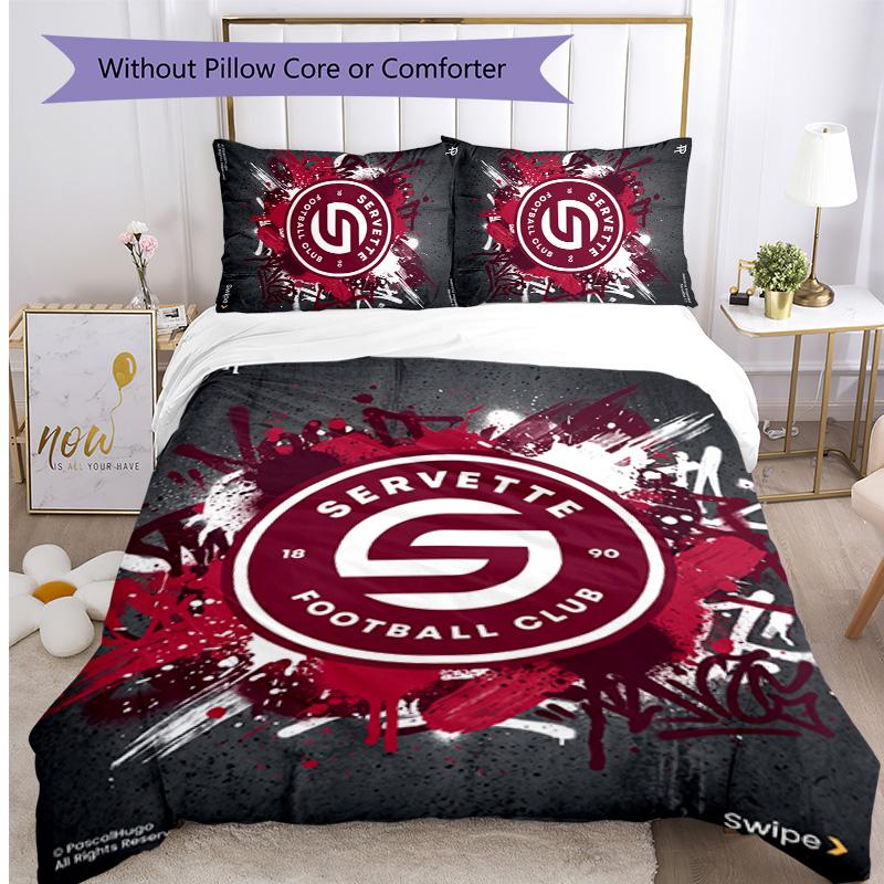 Set Biancheria da Letto 3 Pezzi Stampato Servette FC Traspirante Copripiumino con Federe Biancheria da Letto Decorativa per Camera da Letto Casa