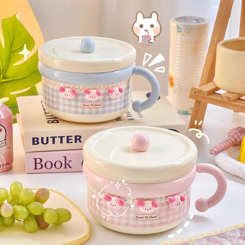 High Appearance Instant Noodle Bowl Stainless Steel Dining Soup Bowl Heart Student Dormitory with Lid Large Capacity Lunch Box