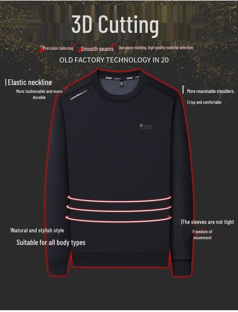 Men's Autumn/Winter Crew Neck Silk Fleece Sweatshirt