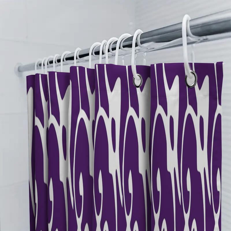 Purple White Shower Curtain Waterproof Printed Decorative Bathtub Liner Polyester Fabric Home Bathroom Accessories