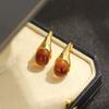 Medieval Gold Coffee U-shaped Amber Earrings, High-end Cold Wind Temperament, Niche Design, Middle Eastern Earrings