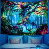 Tapeçaria fluorescente colorida psicodélica de luz negra da árvore da vida com resposta UV para pendurar na parede decoração de quarto hippie
