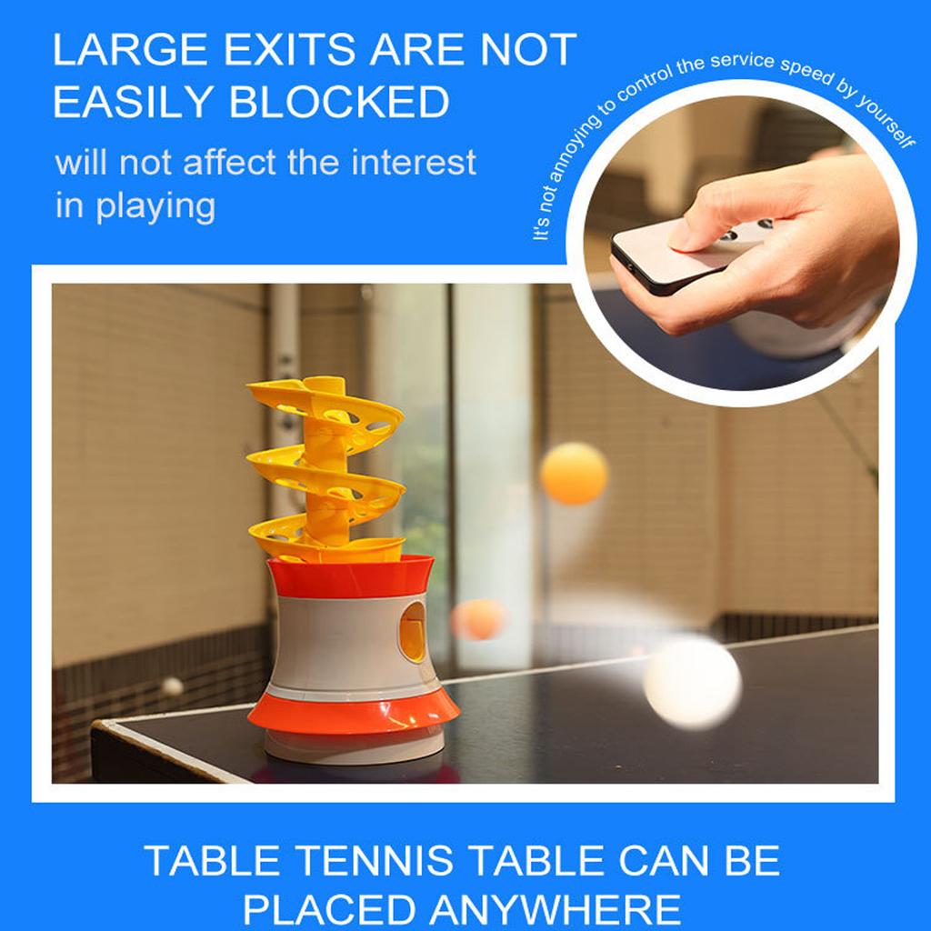 Table Tennis Launcher Portable Table Tennis Trainer Automatic Launcher Robot with Remote Control and 16 Balls