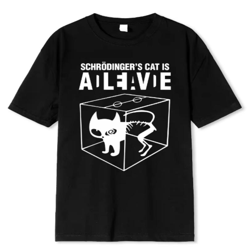

Men s T-shirt Top Quality 100% cotton Schrodinger s Cat Print Short Sleeve design sense of fashion atmosphere 04198 4XL