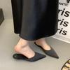 French pointed head, thin low heel, baotou, half-drag woman, spring 2025 new niche design, shallow mouth, one-pedal slippers