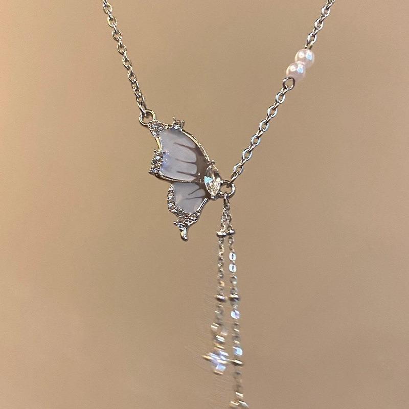 Korea New Design Pink Zircon Bowknot Cross Pendant Necklaces Y2K Girls Sweet Rhinestone Heart Clavicle Chain Women Zircon Gifts