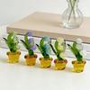 Mini Glass Lily of The Valley Flower with Pot Hand Blown Faux Crystal Flower Figurine for Mother's Day Birthday Table Centerpiece