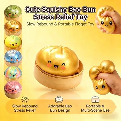 Toys Hot Squishies Dumpling Bun Toy, Slow Rising Glitter Dumpling Stress Ball, Stress Relief Fidget Toy for Home Office Travel