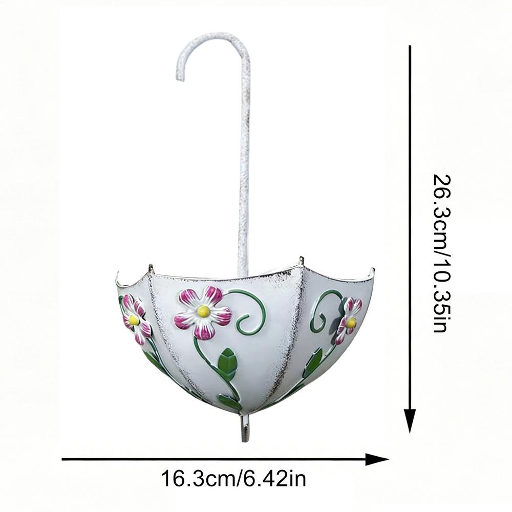 Drill-Free Hanging Flower Pots Umbrella shaped outdoor hanging planters Metal Iron Umbrella-Shaped Wall-Mounted Flower Pots