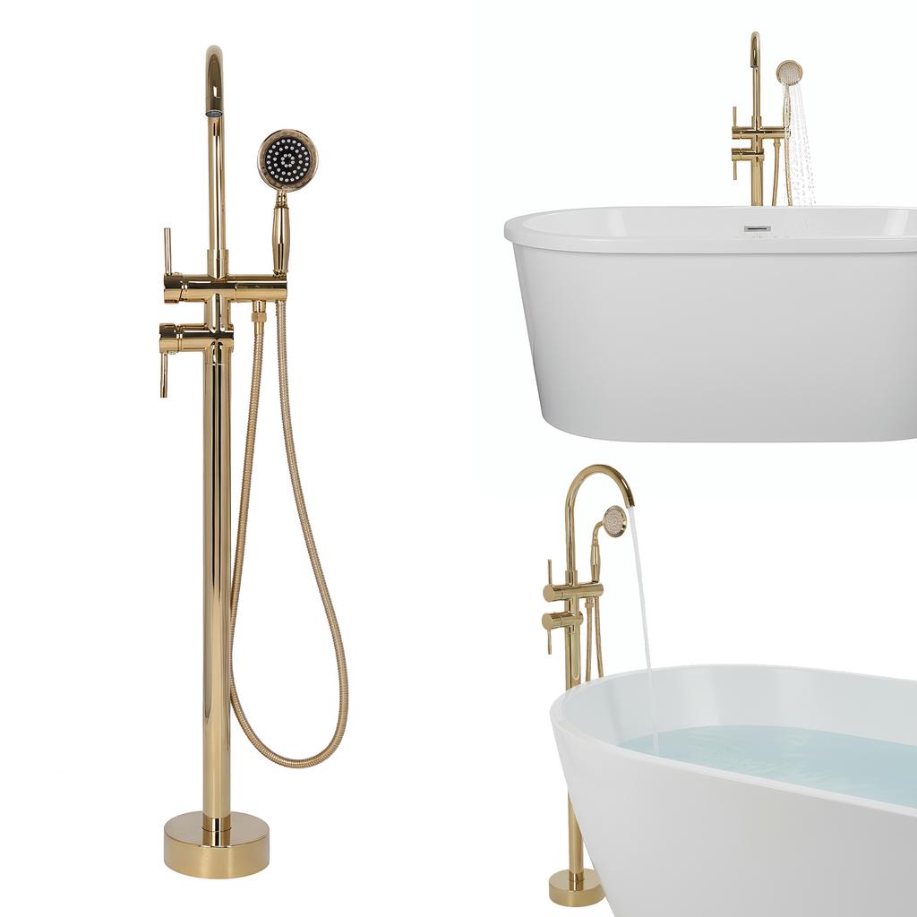 Freestanding Bathtub Faucet Tub Filler Faucets Chrome Floor Mounted Brass Bathroom Faucets with Handheld Shower
