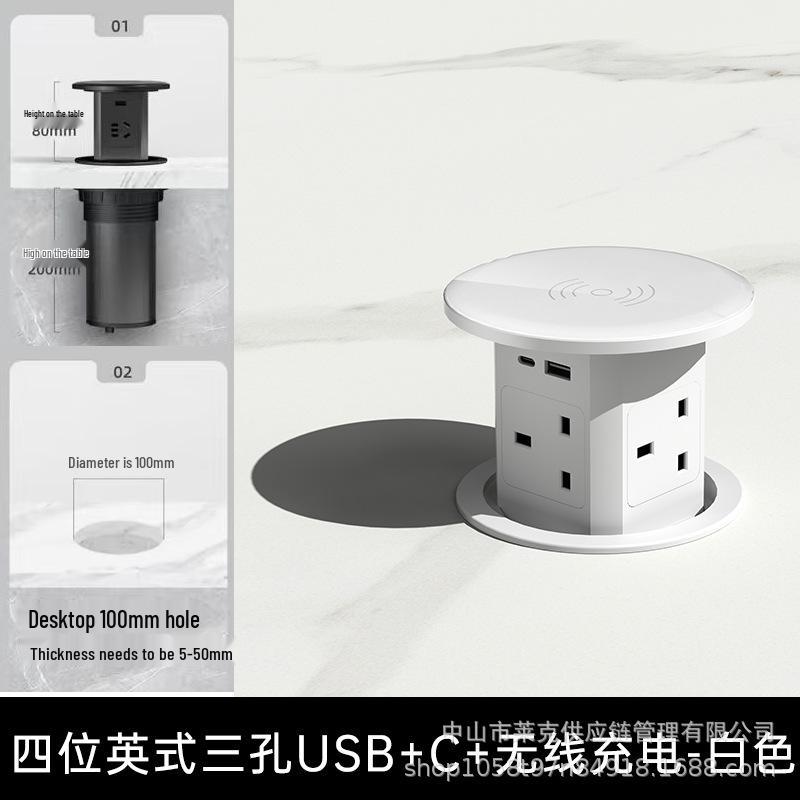 Priză verticală de alimentare wireless USB cu prize multiple, standarde SUA/Marea Britanie și suport Type-C