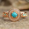 Vintage Bohemian Geometric Hollow Carved Floral Ring Women's  Ethnic Style Holiday Accessories Jewelry Gifts
