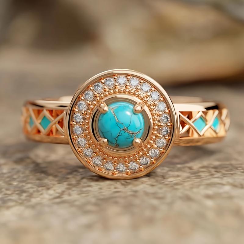 Vintage Bohemian Geometric Hollow Carved Floral Ring Women's Ethnic Style Holiday Accessories Jewelry Gifts