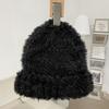 Korean White Plush Knitted Hat for Women In Autumn and Winter Fashionable Warm Imitation Fur Ear Protecting Hat