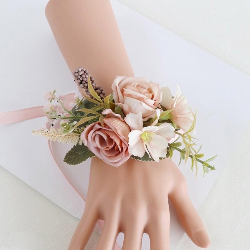 5Pcs Wedding Corsages Boutonniere Prom Boutonniere for Wedding Ceremony Anniversary, Rose Corsages for Bride and Groom,