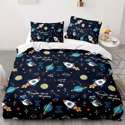 Star Space Serie 3D-Digitaldruck Dreiteiliges Heimtextilien-Bettwäscheset