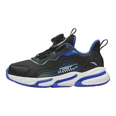 Kids Synthetic Leather Trendy Versatile Lightweight Shock Absorbing Low Top Running Shoes Kids Sneaker Black Blue A12439919N-2