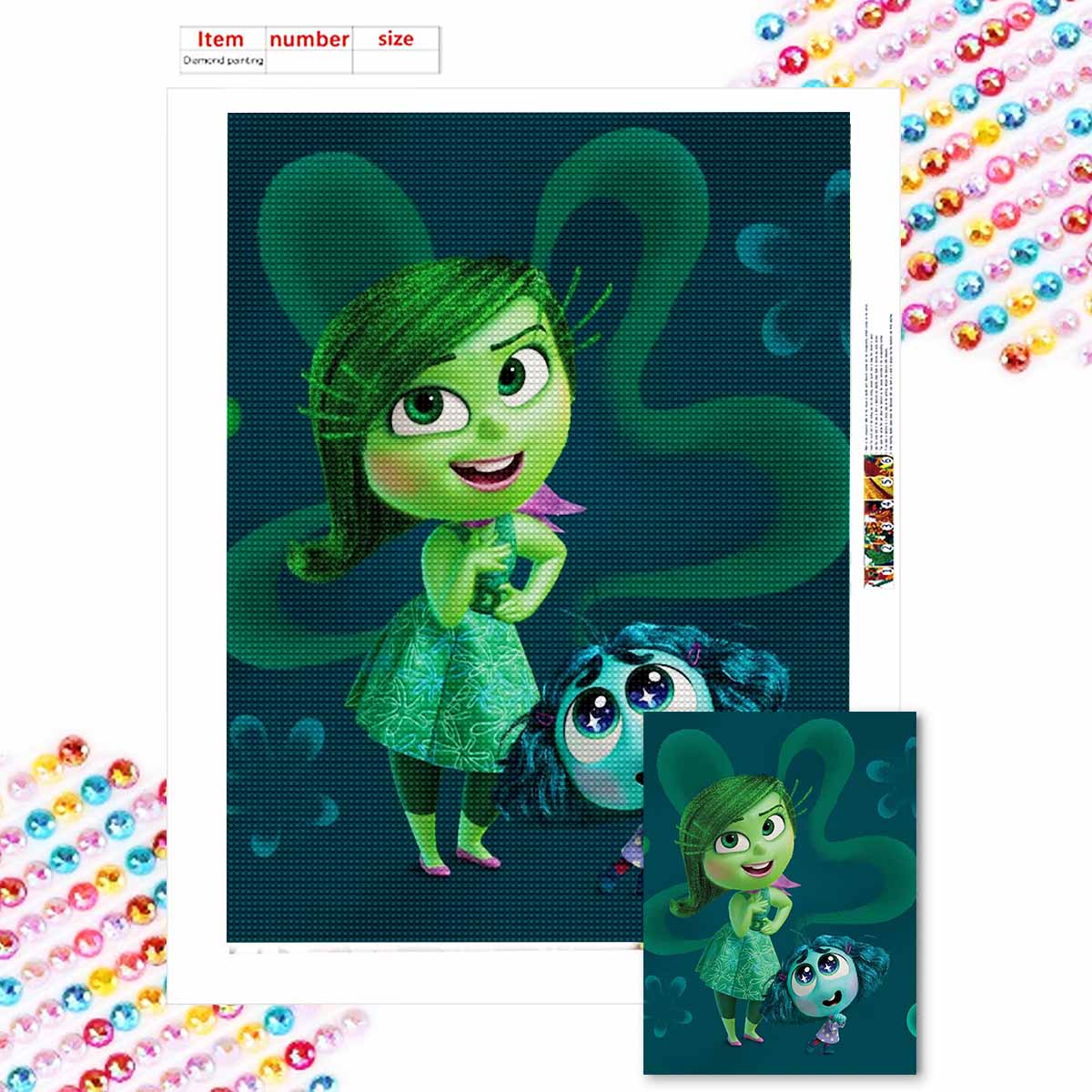 

5D Diy Diamond Painting Little Green and Little Blue Full Drill Rhinestones Mosaic Embroidery Handmade Products Home Decor Gift Round 20x30cm