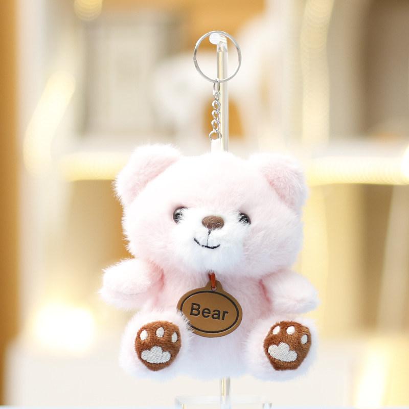 Plush Bear Keychain With Footprint Design Soft Toy For Girls Gift And Bag Decor